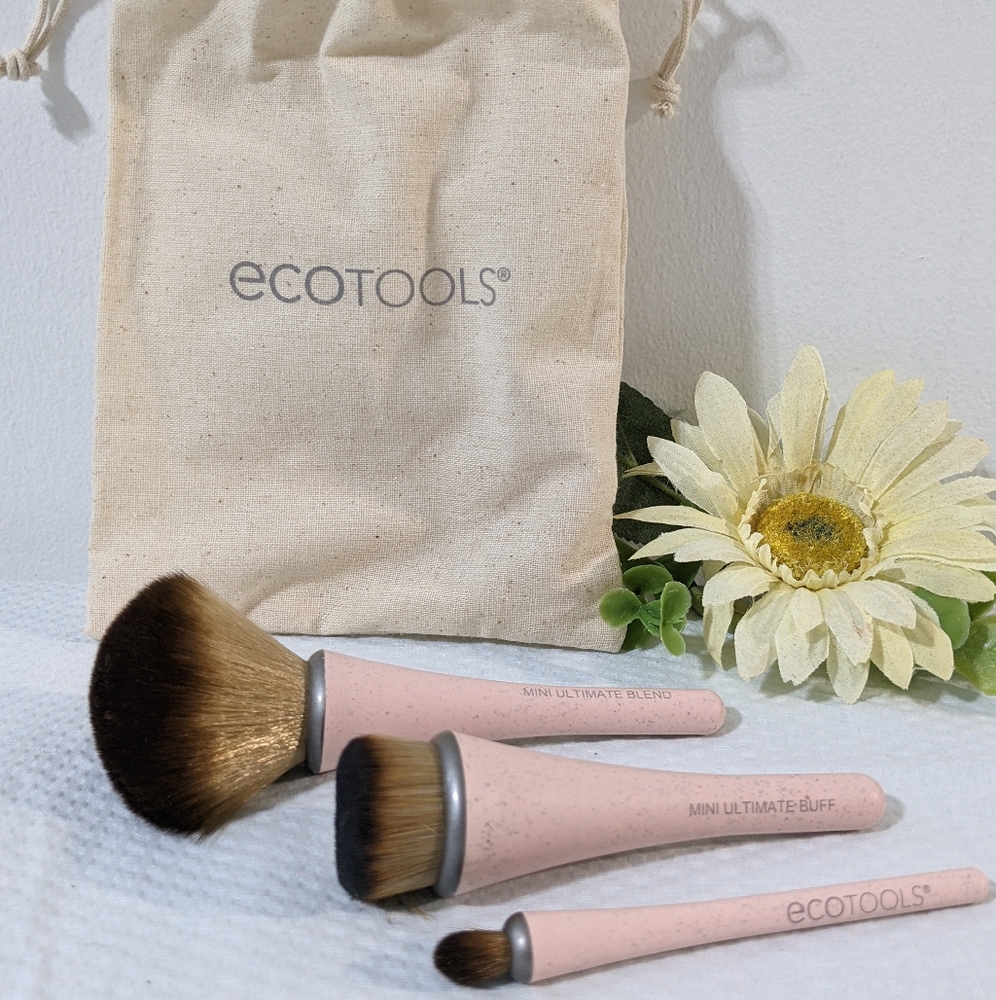 ๐ EcoTools Hemp Travel Set Cosmetic Makeup Brushes NEW Canvas Bag - Picture 4 of 5